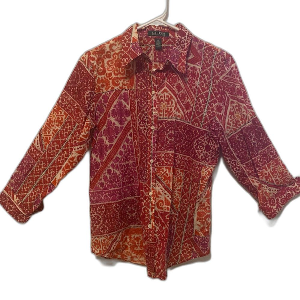 Lauren Ralph Lauren 3/4 Sleeve Blouse M